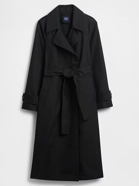GAP Black Trench Coat with Waist Tie NWT Tall